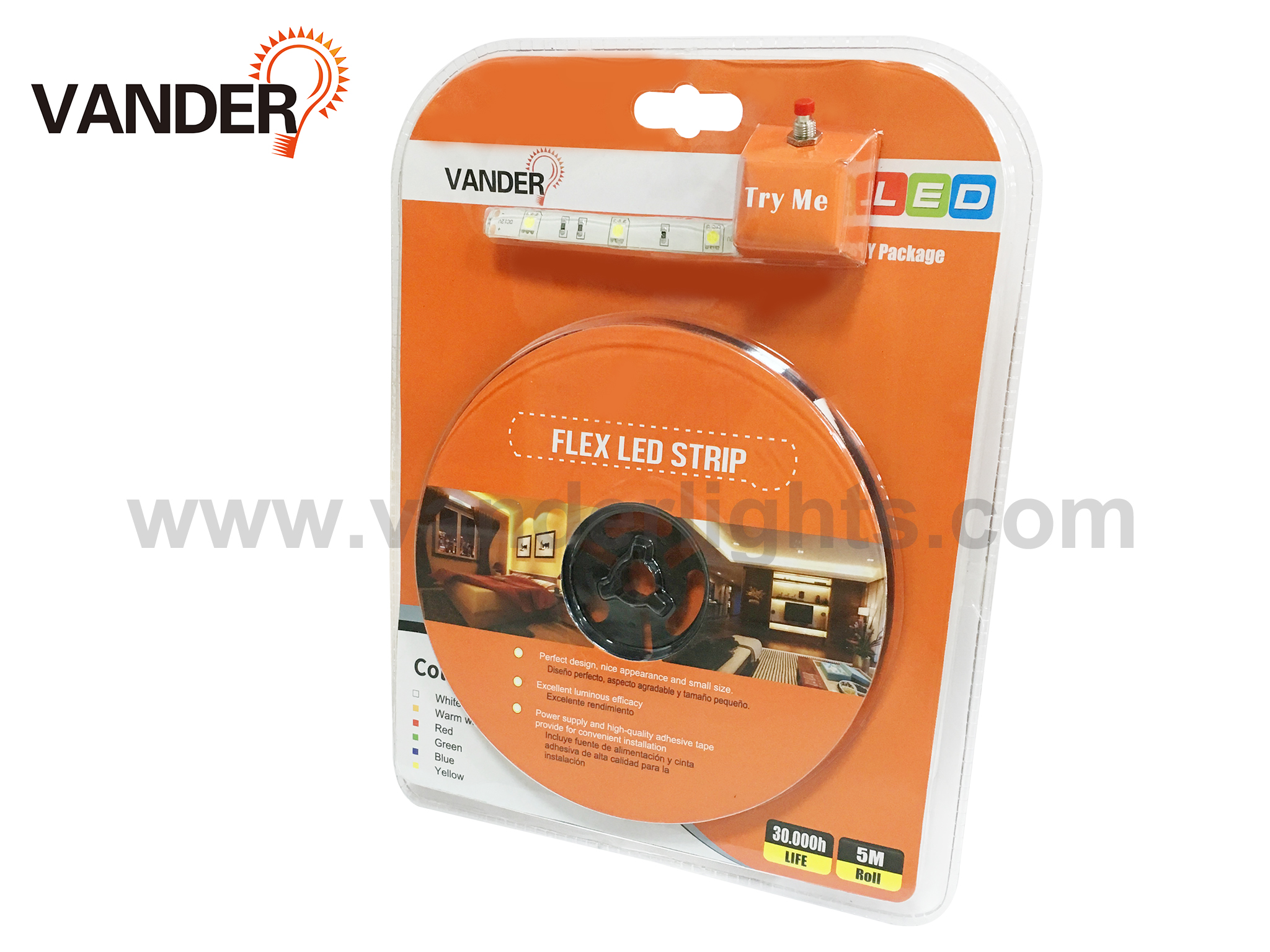 Double blister package SMD5050-30leds  7.2W/m  LED strip light